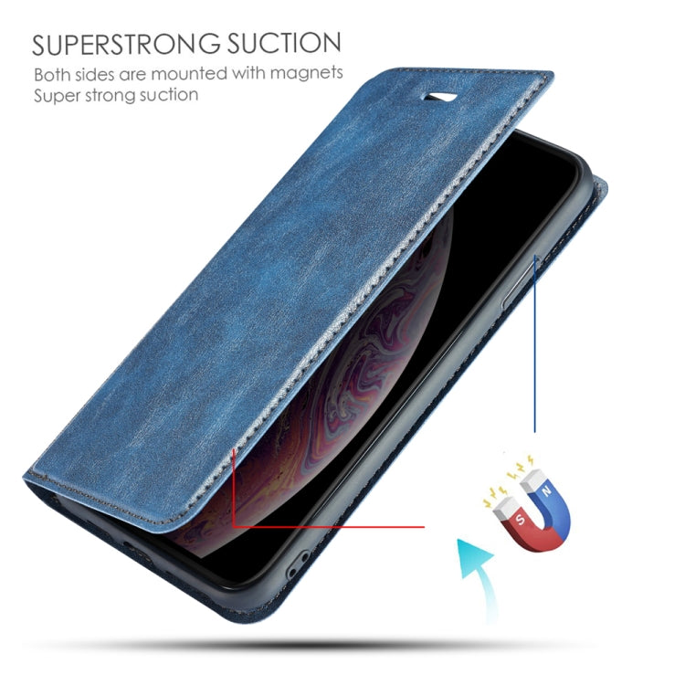 For Galaxy A10 Retro Simple Ultra-thin Magnetic Leather Case with Holder & Card Slots & Lanyard