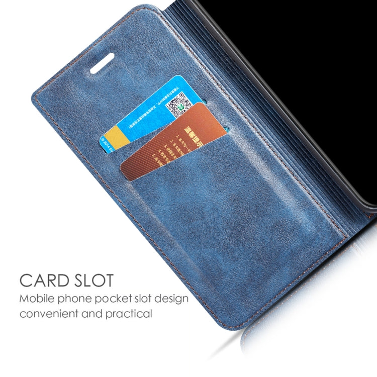 For Galaxy A10 Retro Simple Ultra-thin Magnetic Leather Case with Holder & Card Slots & Lanyard