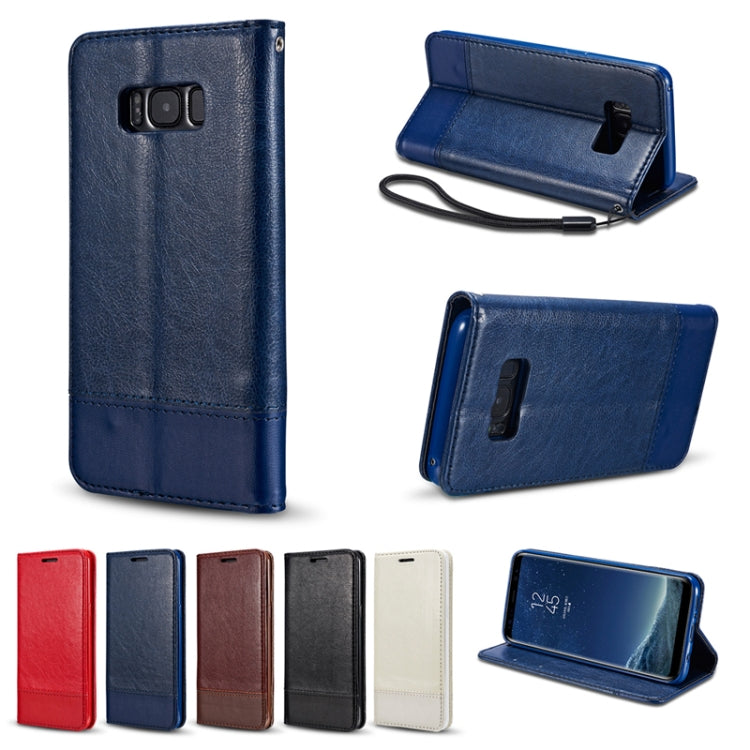 For Galaxy Note8 Double-sided Absorption Splicing Horizontal Flip Leather Case with Holder & Card Slots & Lanyard