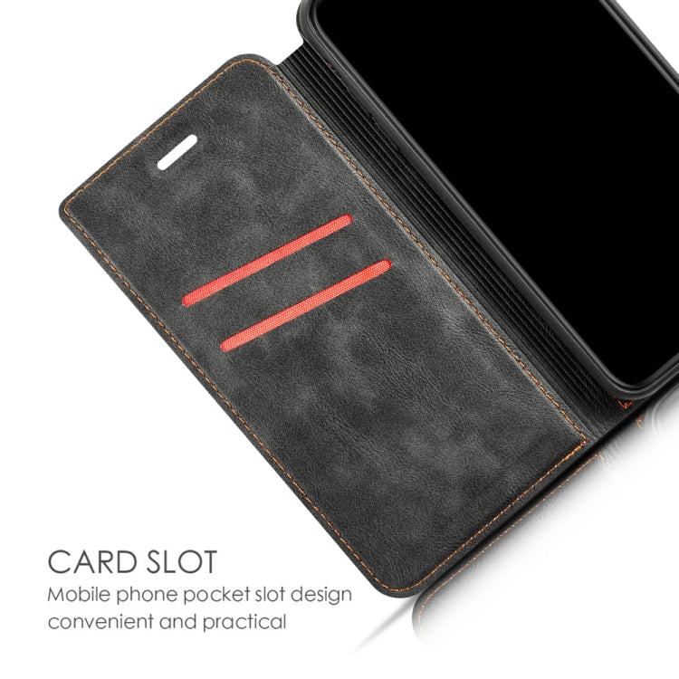 For Galaxy A70s Retro Simple Ultra-thin Magnetic Leather Case with Holder & Card Slots & Lanyard