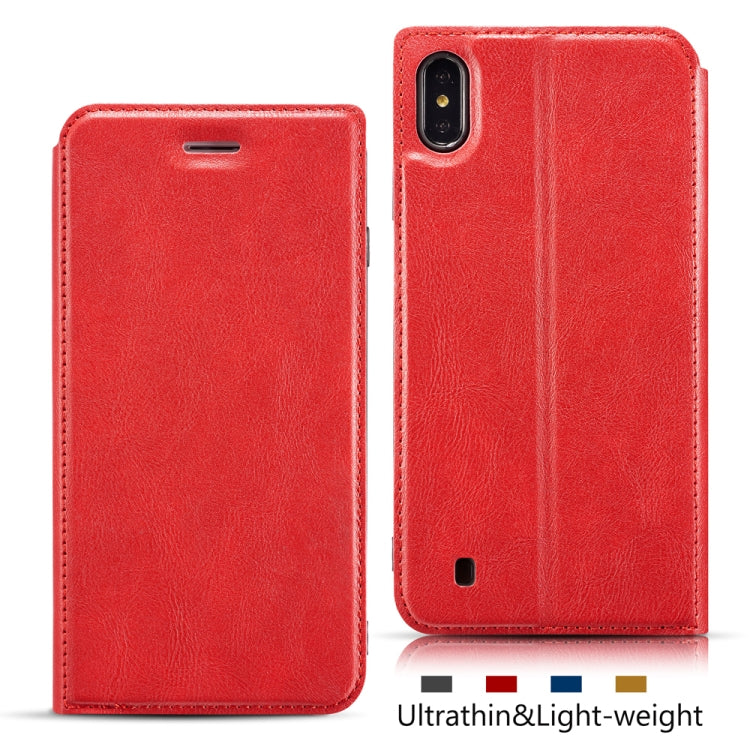 For Galaxy A70s Retro Simple Ultra-thin Magnetic Leather Case with Holder & Card Slots & Lanyard