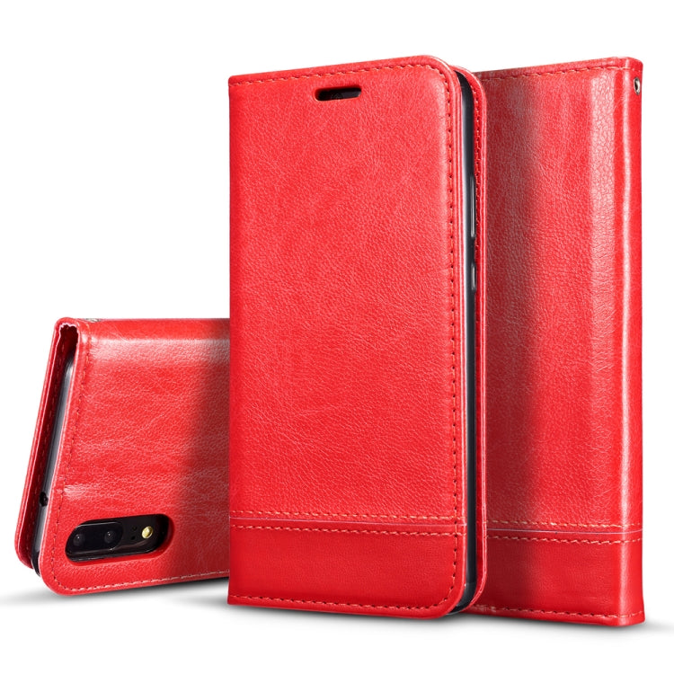 For Huawei P20   Double-sided Absorption Splicing Horizontal Flip Leather Case with Holder & Card Slots & Lanyard