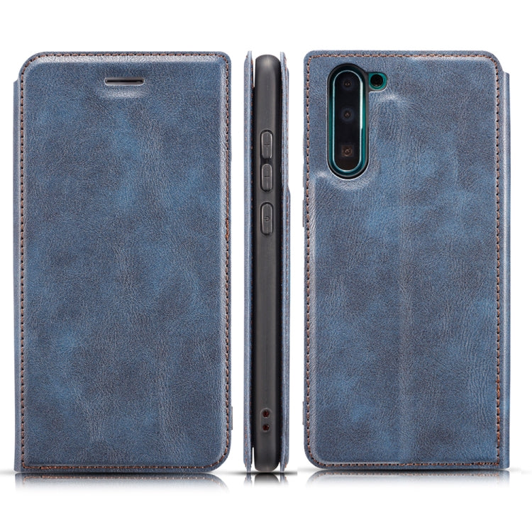 For Galaxy Note10 Retro Simple Ultra-thin Magnetic Leather Case with Holder & Card Slots & Lanyard