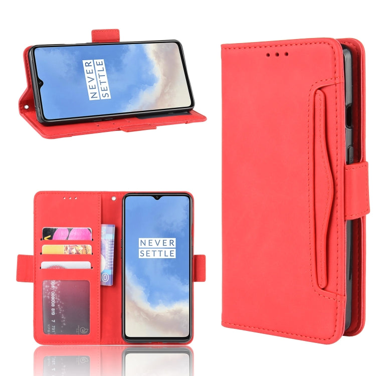 For OnePlus 7T Wallet Style Skin Feel Calf Pattern Leather Case with Separate Card Slot