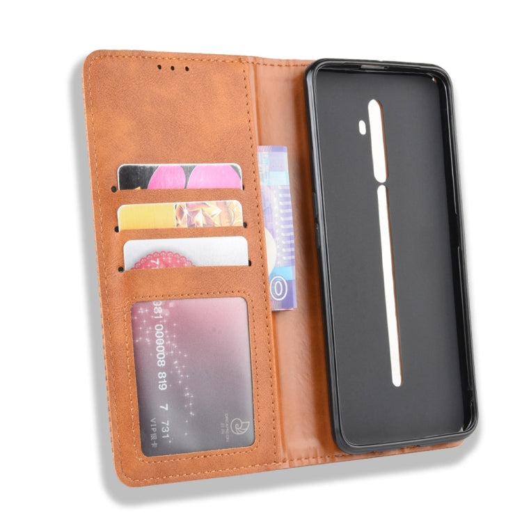 For Oppo Reno2 F/ Reno2 Z Magnetic Buckle Retro Crazy Horse Texture Horizontal Flip Leather Case with Holder & Card Slots & Photo Frame