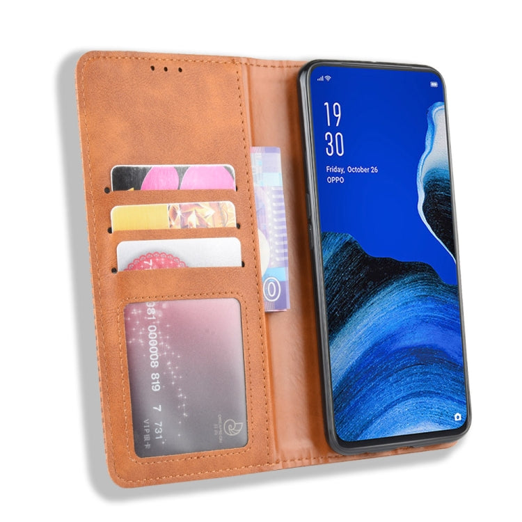 For Oppo Reno2 F/ Reno2 Z Magnetic Buckle Retro Crazy Horse Texture Horizontal Flip Leather Case with Holder & Card Slots & Photo Frame