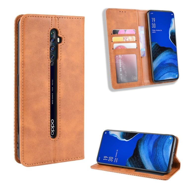 For Oppo Reno2 F/ Reno2 Z Magnetic Buckle Retro Crazy Horse Texture Horizontal Flip Leather Case with Holder & Card Slots & Photo Frame