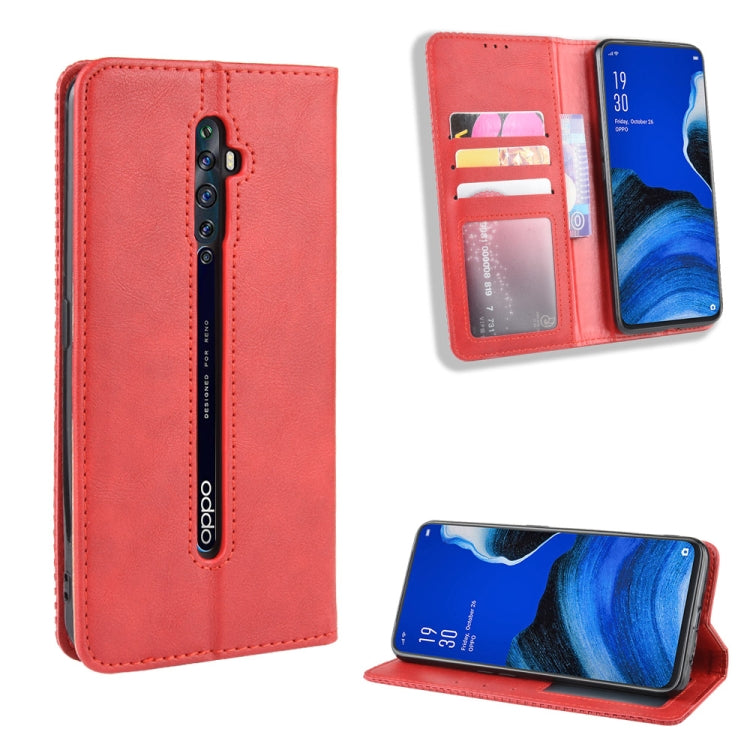 For Oppo Reno2 F/ Reno2 Z Magnetic Buckle Retro Crazy Horse Texture Horizontal Flip Leather Case with Holder & Card Slots & Photo Frame