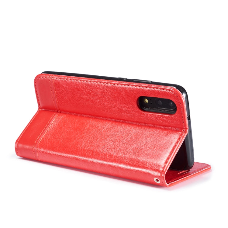 For Huawei P20 Lite Double-sided Absorption Splicing Horizontal Flip Leather Case with Holder & Card Slots & Lanyard