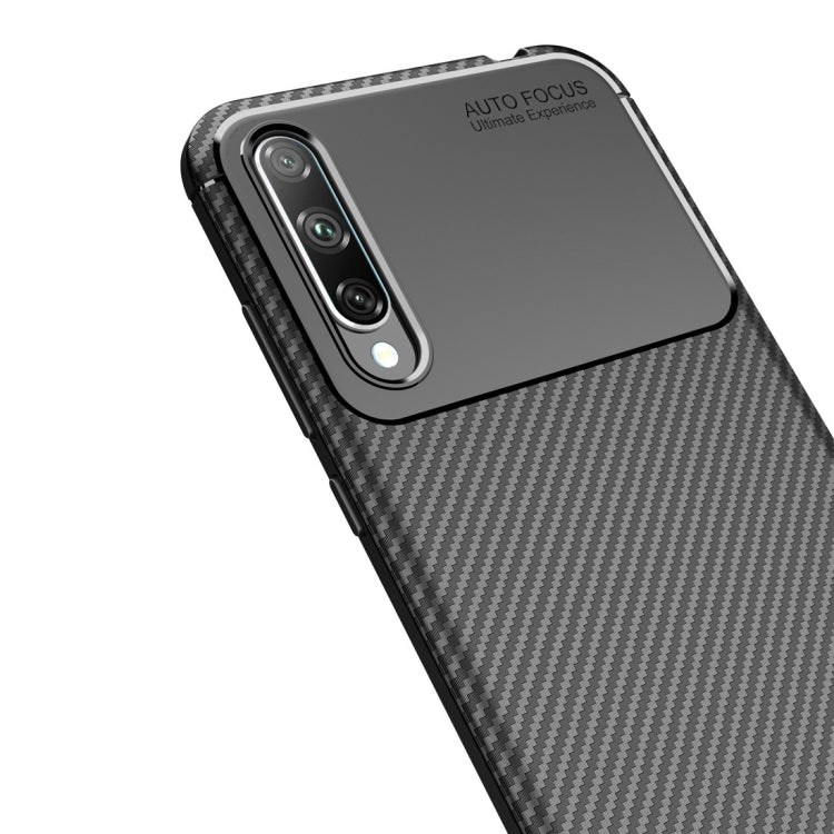 For Huawei Honor 20 Lite Beetle Series Carbon Fiber Texture Shockproof TPU Case(Brown)