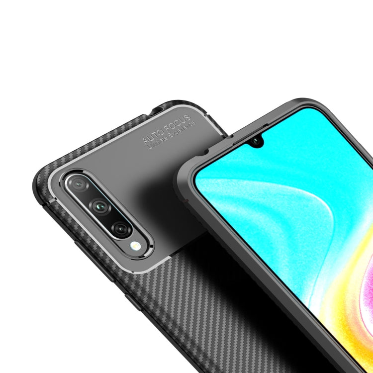 For Huawei Honor 20 Lite Beetle Series Carbon Fiber Texture Shockproof TPU Case(Brown)