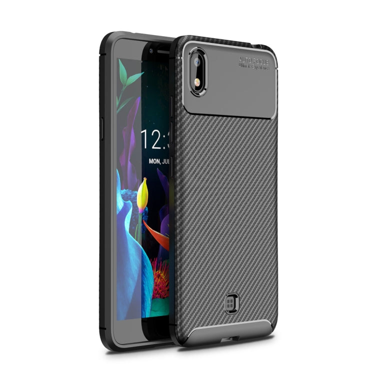 For LG K20ï¼ˆ2019ï¼‰Beetle Series Carbon Fiber Texture Shockproof TPU Case(Black)