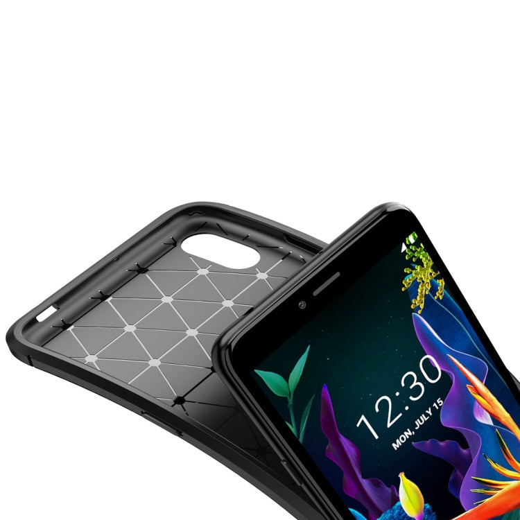 For LG K20ï¼ˆ2019ï¼‰Beetle Series Carbon Fiber Texture Shockproof TPU Case(Black)