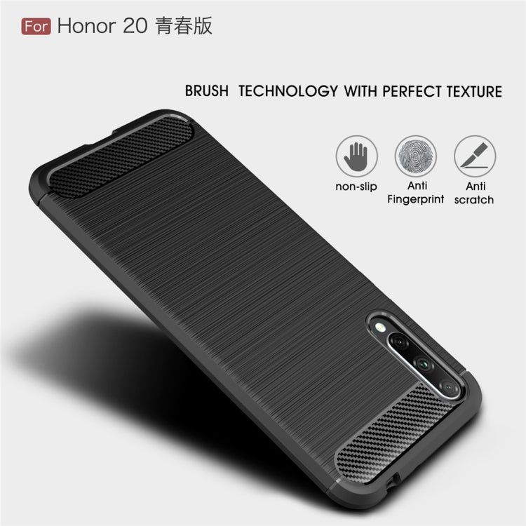 For Huawei Honor 20 Lite China Brushed Texture Carbon Fiber TPU Case