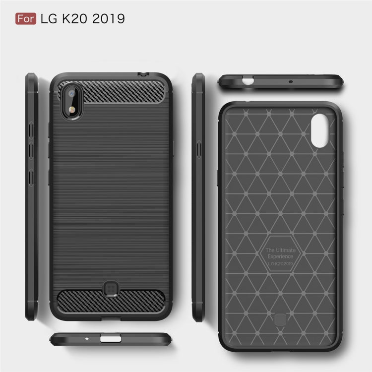 For LG K20ï¼ˆ2019ï¼‰Brushed Texture Carbon Fiber TPU Case(Red)
