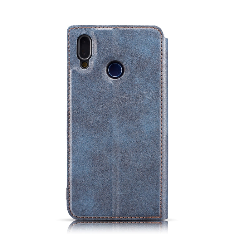 For Huawei Y6 2019 Retro Simple Ultra-thin Magnetic Leather Case with Holder & Card Slots & Lanyard