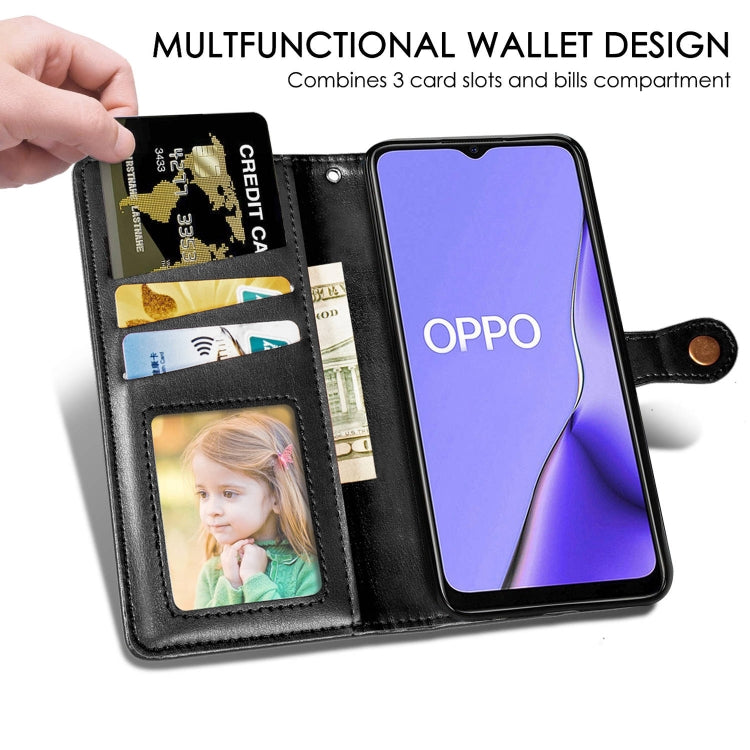 For OPPO A5 2020 / A9 2020 Retro Solid Color Leather Buckle Phone Case with Lanyard & Photo Frame & Card Slot & Wallet & Stand Function