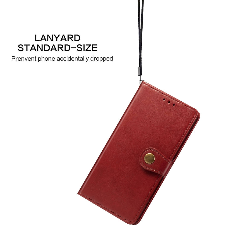 For OPPO A5 2020 / A9 2020 Retro Solid Color Leather Buckle Phone Case with Lanyard & Photo Frame & Card Slot & Wallet & Stand Function