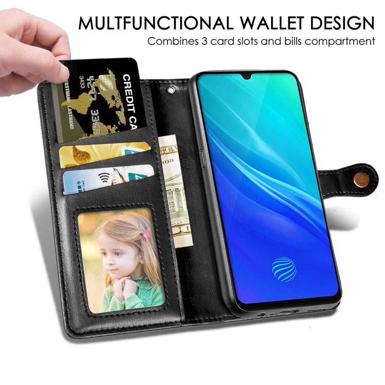 For Vivo S1   Retro Solid Color Leather Buckle Phone Case with Lanyard & Photo Frame & Card Slot & Wallet & Stand Function