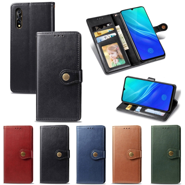 For Vivo S1   Retro Solid Color Leather Buckle Phone Case with Lanyard & Photo Frame & Card Slot & Wallet & Stand Function