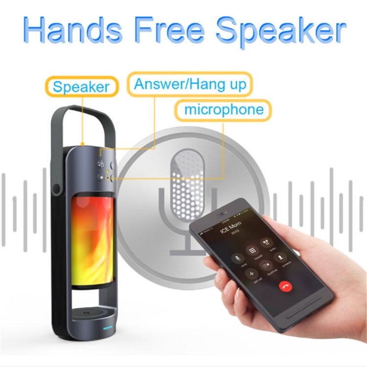Versatile Outdoor Emergency Light Flame Light Wireless Charging Bluetooth Speaker(Black)