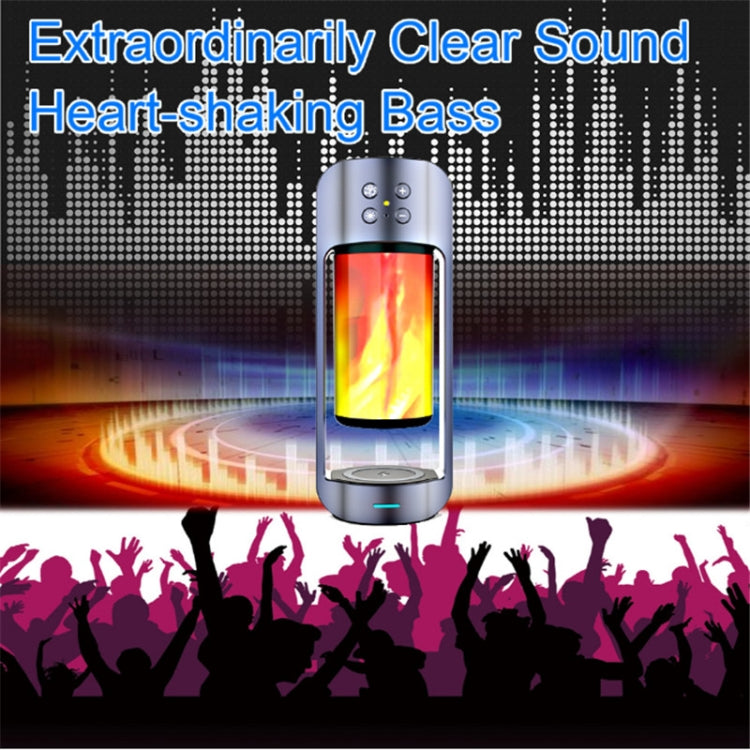 Versatile Outdoor Emergency Light Flame Light Wireless Charging Bluetooth Speaker(Black)