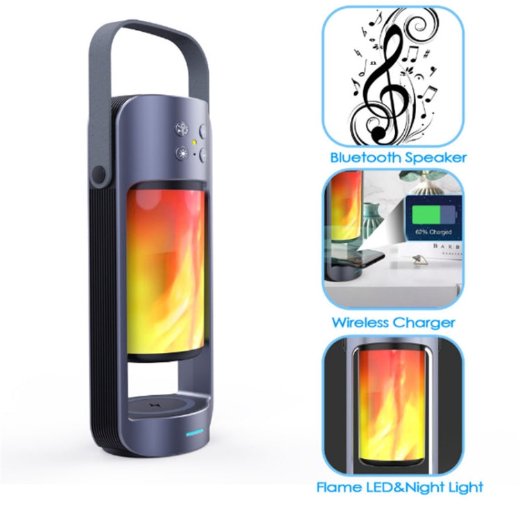 Versatile Outdoor Emergency Light Flame Light Wireless Charging Bluetooth Speaker(Black)