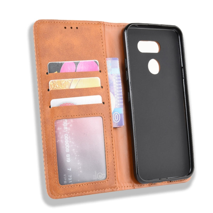 For LG K40S Magnetic Buckle Retro Crazy Horse Texture Horizontal Flip Leather Case  with Holder & Card Slots & Photo Frame