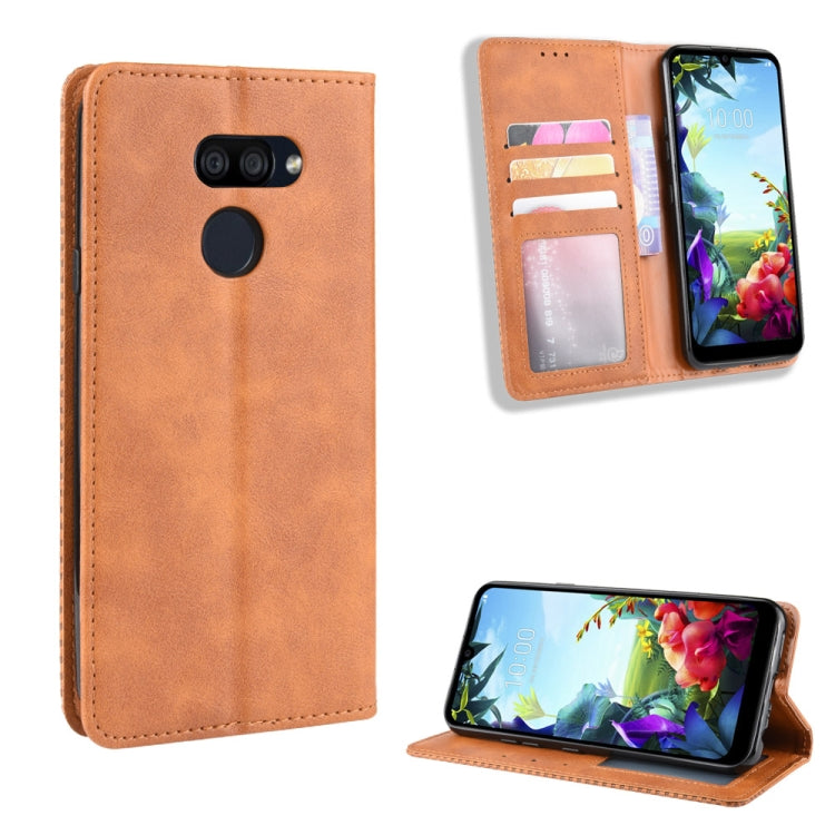 For LG K40S Magnetic Buckle Retro Crazy Horse Texture Horizontal Flip Leather Case  with Holder & Card Slots & Photo Frame