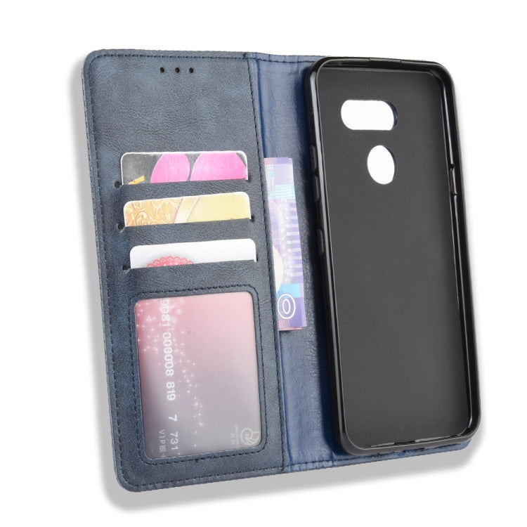 For LG K40S Magnetic Buckle Retro Crazy Horse Texture Horizontal Flip Leather Case  with Holder & Card Slots & Photo Frame
