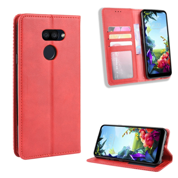 For LG K40S Magnetic Buckle Retro Crazy Horse Texture Horizontal Flip Leather Case  with Holder & Card Slots & Photo Frame