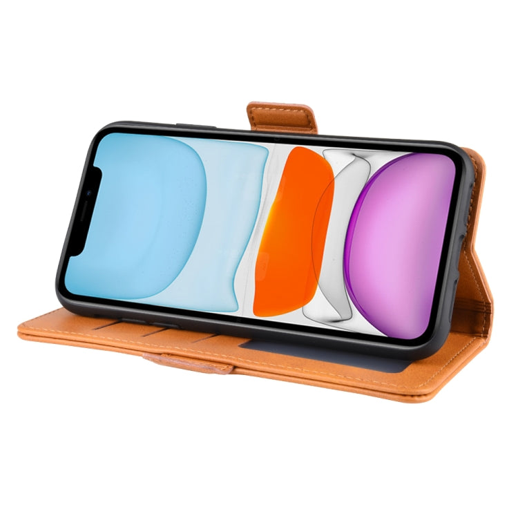 For iPhone 11 Double Buckle Crazy Horse Business Mobile Phone Holster with Card Wallet Bracket Function