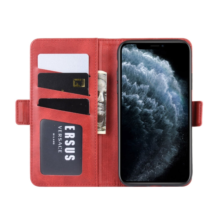 For iPhone 11 Pro Double Buckle Crazy Horse Business Mobile Phone Holster with Card Wallet Bracket Function