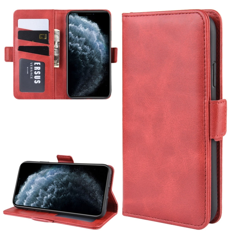 For iPhone 11 Pro Double Buckle Crazy Horse Business Mobile Phone Holster with Card Wallet Bracket Function