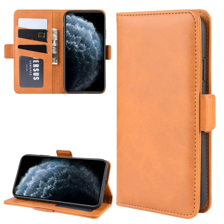 For iPhone 11 Pro Double Buckle Crazy Horse Business Mobile Phone Holster with Card Wallet Bracket Function