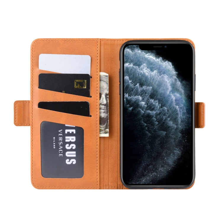 For iPhone 11 Pro Double Buckle Crazy Horse Business Mobile Phone Holster with Card Wallet Bracket Function