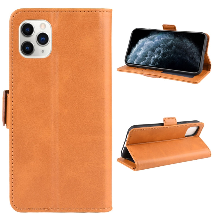 For iPhone 11 Pro Double Buckle Crazy Horse Business Mobile Phone Holster with Card Wallet Bracket Function