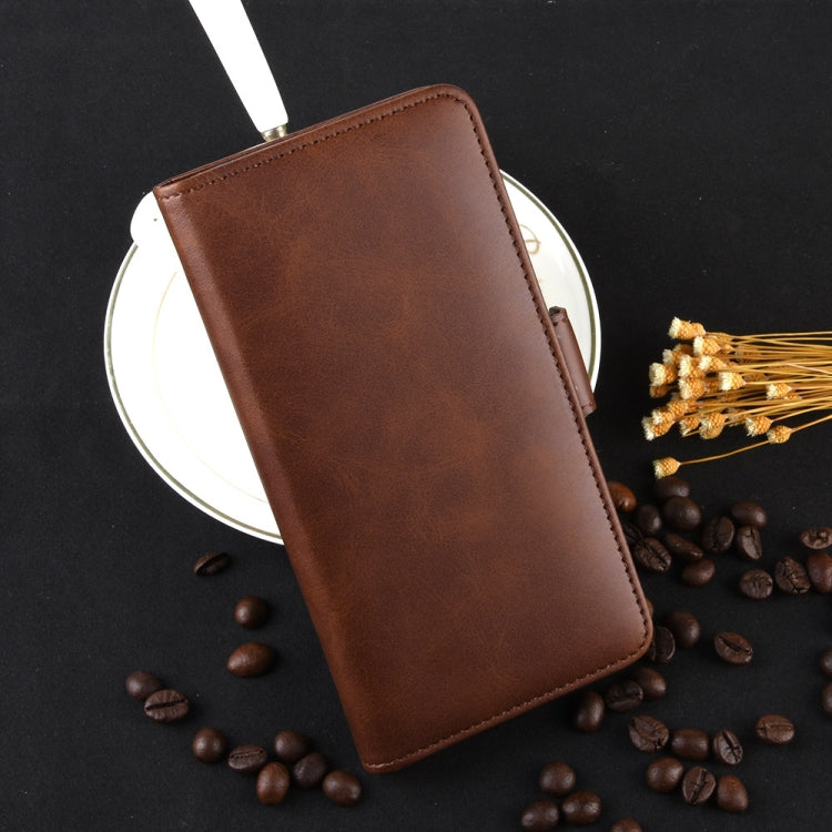 For iPhone 11 Pro Double Buckle Crazy Horse Business Mobile Phone Holster with Card Wallet Bracket Function