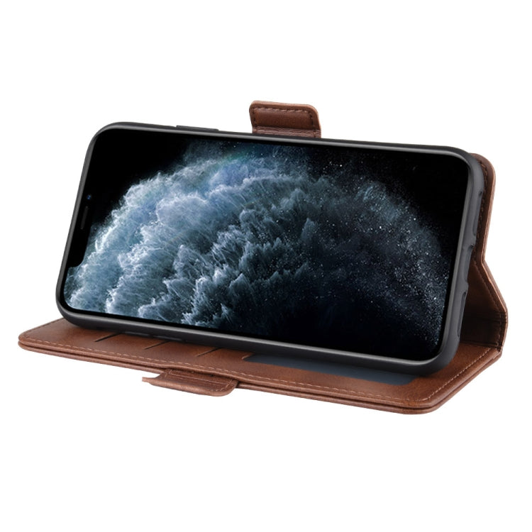 For iPhone 11 Pro Double Buckle Crazy Horse Business Mobile Phone Holster with Card Wallet Bracket Function