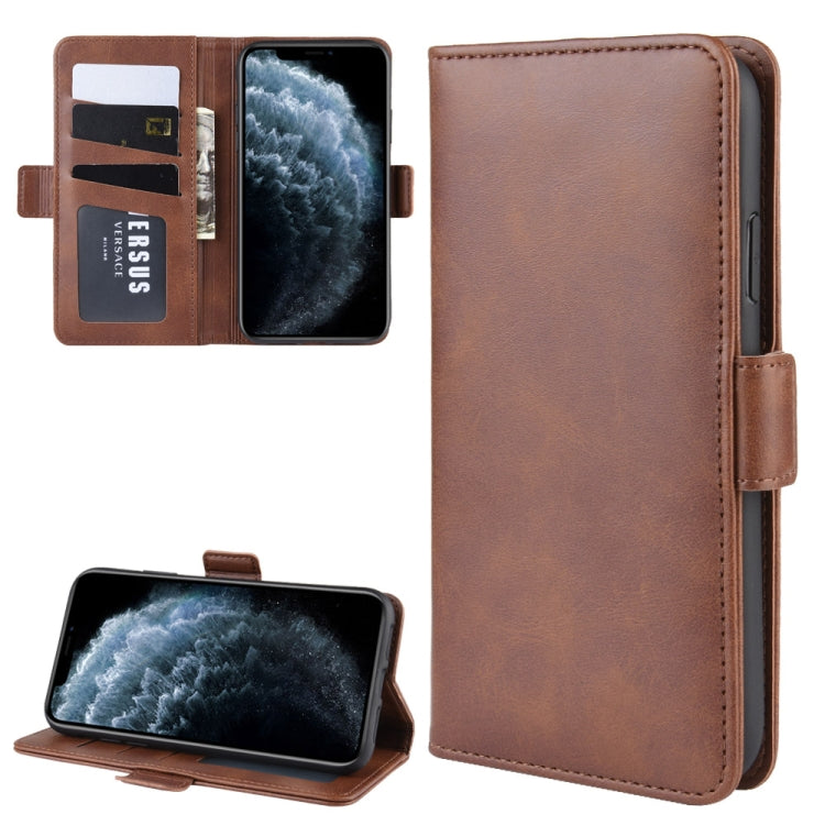 For iPhone 11 Pro Double Buckle Crazy Horse Business Mobile Phone Holster with Card Wallet Bracket Function