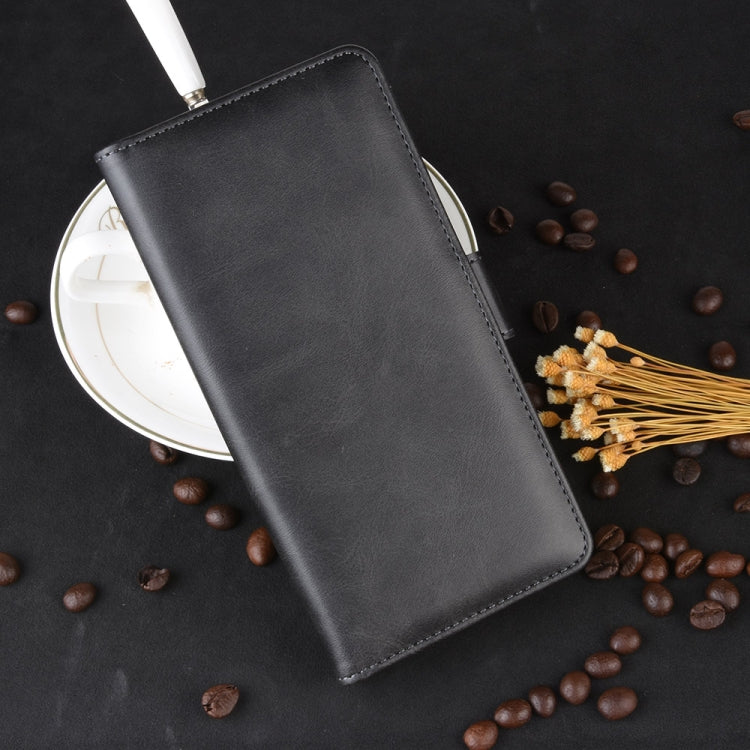 For iPhone 11 Pro Max Double Buckle Crazy Horse Business Mobile Phone Holster with Card Wallet Bracket Function