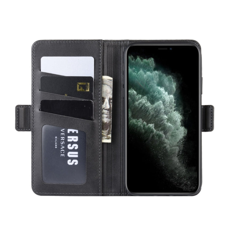 For iPhone 11 Pro Max Double Buckle Crazy Horse Business Mobile Phone Holster with Card Wallet Bracket Function