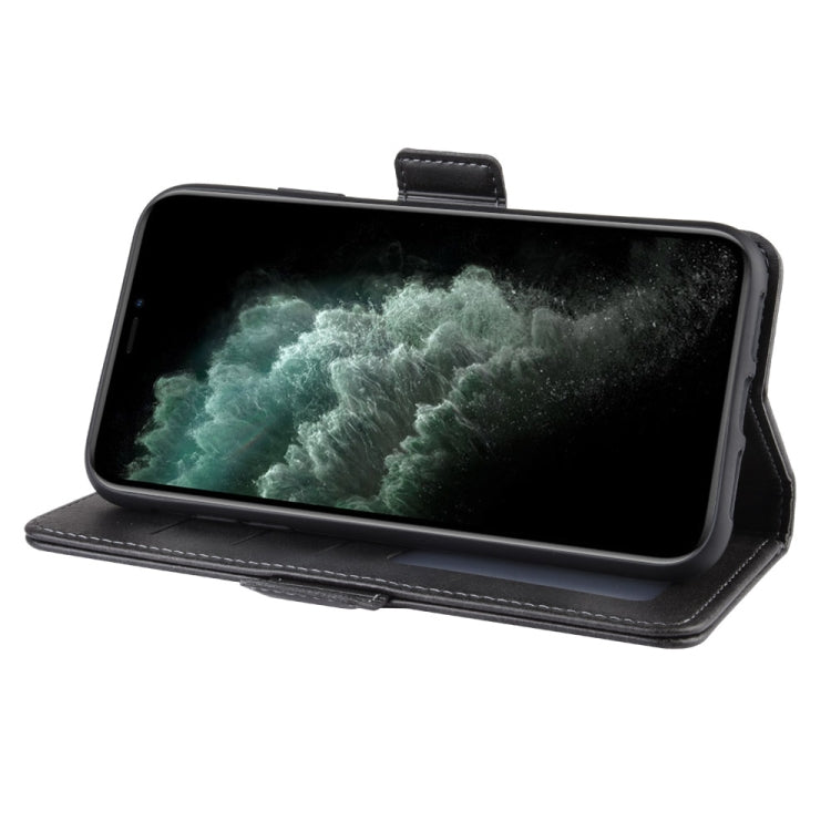 For iPhone 11 Pro Max Double Buckle Crazy Horse Business Mobile Phone Holster with Card Wallet Bracket Function