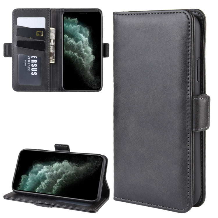 For iPhone 11 Pro Max Double Buckle Crazy Horse Business Mobile Phone Holster with Card Wallet Bracket Function