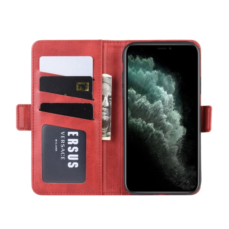 For iPhone 11 Pro Max Double Buckle Crazy Horse Business Mobile Phone Holster with Card Wallet Bracket Function