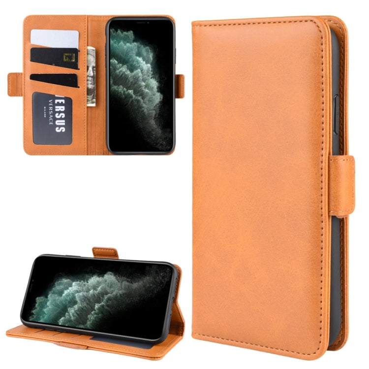 For iPhone 11 Pro Max Double Buckle Crazy Horse Business Mobile Phone Holster with Card Wallet Bracket Function