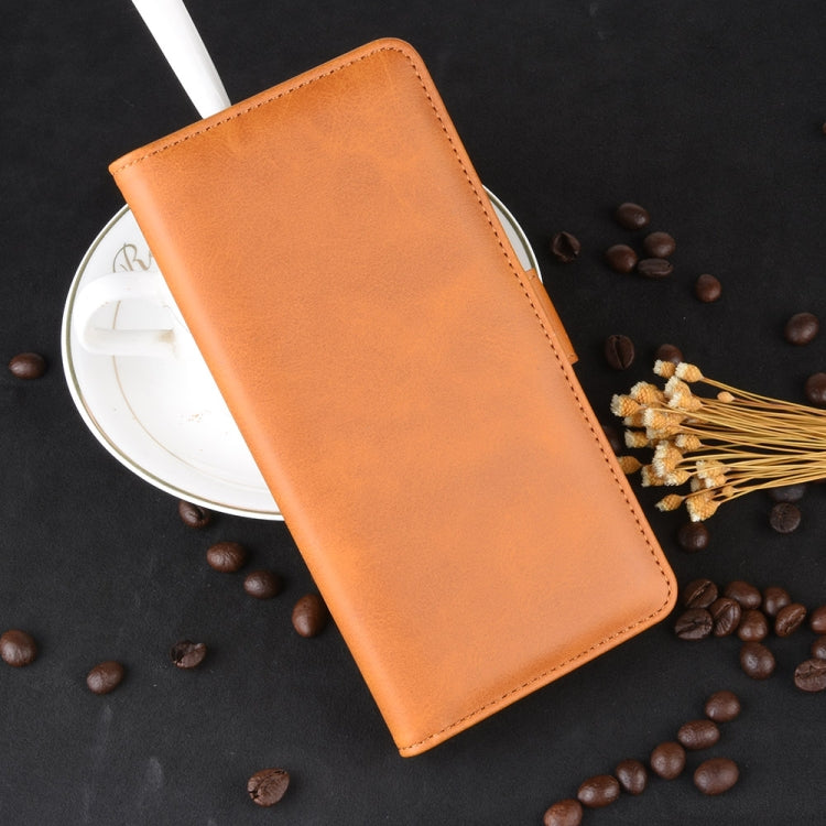 For iPhone 11 Pro Max Double Buckle Crazy Horse Business Mobile Phone Holster with Card Wallet Bracket Function