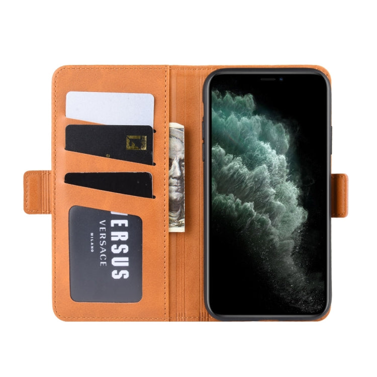 For iPhone 11 Pro Max Double Buckle Crazy Horse Business Mobile Phone Holster with Card Wallet Bracket Function