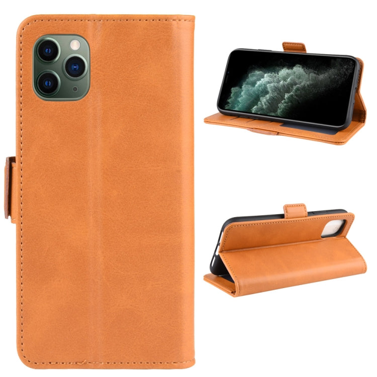 For iPhone 11 Pro Max Double Buckle Crazy Horse Business Mobile Phone Holster with Card Wallet Bracket Function