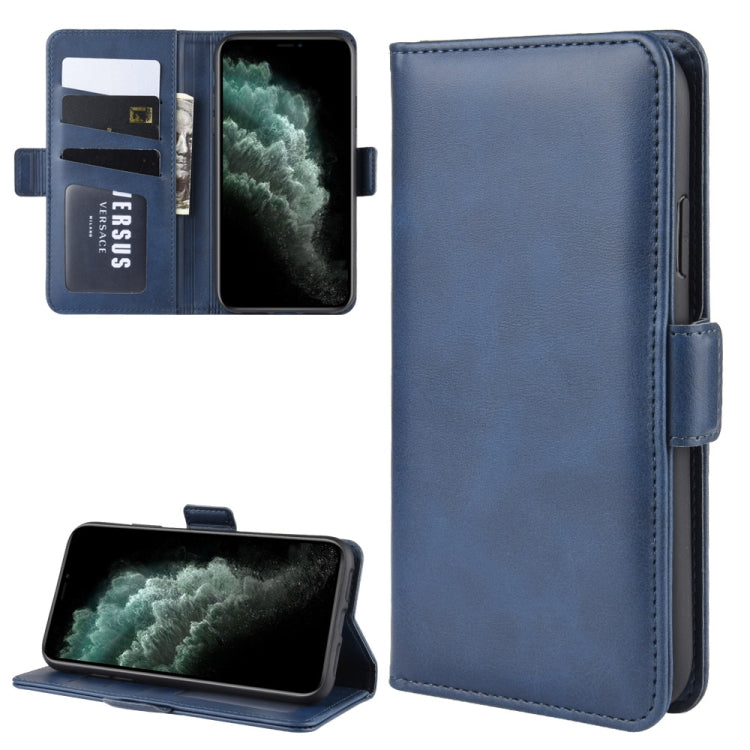 For iPhone 11 Pro Max Double Buckle Crazy Horse Business Mobile Phone Holster with Card Wallet Bracket Function
